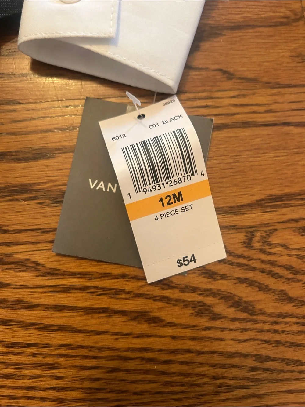 Van Heusen Boys Black Vest Suit Set with White Shirt and Black/Red Tie